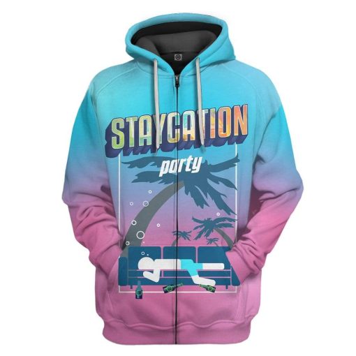 Gearhuman 3D Staycation Custom Fleece Hoodie Apparel GW09044 3D Custom Fleece Hoodies Zip Hoodie S