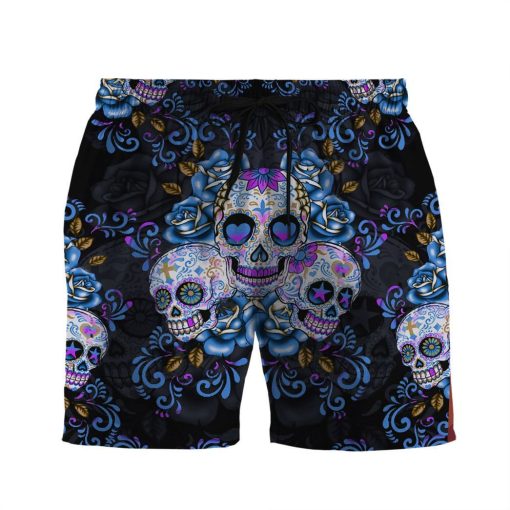 Gearhuman 3D Sugar Skull Beach Shorts ZZ24062152 Men Shorts Beach Shorts S