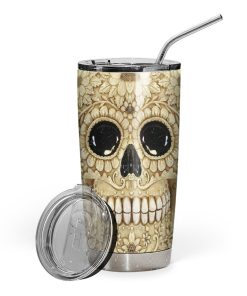Gearhuman 3D Sugar Skull Custom Design Vacuum Insulated Tumbler GC15091 Tumbler 20oz 