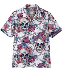 Gearhuman 3D Sugar Skull Hawaii Shirt ZZ2206213 Short Sleeve Shirt Short Sleeve Shirt S 