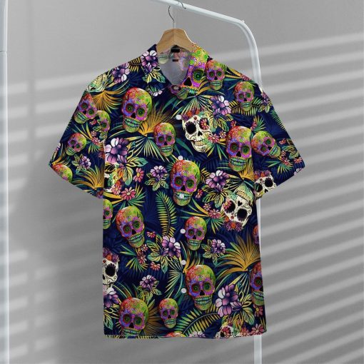 Gearhuman 3D Sugar Skull Hawaii Shirt ZZ2206214 Short Sleeve Shirt