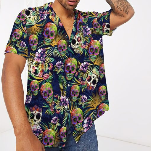Gearhuman 3D Sugar Skull Hawaii Shirt ZZ2206214 Short Sleeve Shirt