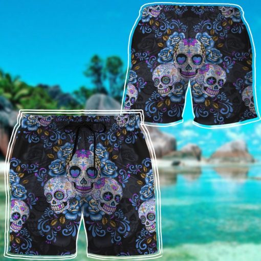 Gearhuman 3D Sugar Skull Hawaii Shirt ZZ2406211 Short Sleeve Shirt