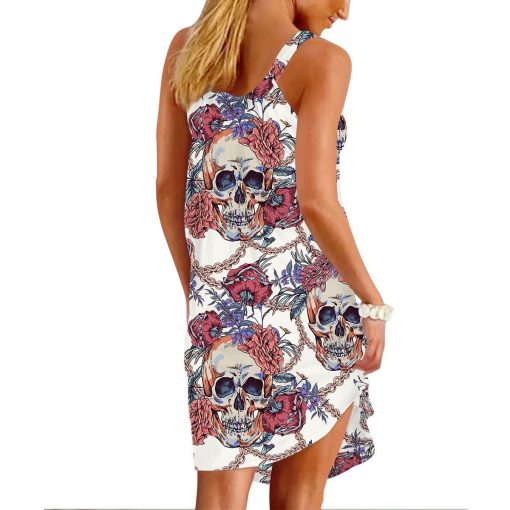 Gearhuman 3D Sugar Skull Sleeveless Beach Dress ZZ2206216 Beach Dress
