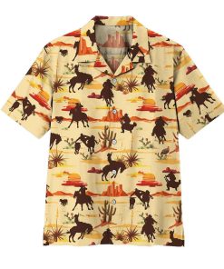 Gearhuman 3D Team Roping Desert Hawaii Shirt ZK2506218 Short Sleeve Shirt Short Sleeve Shirt S 