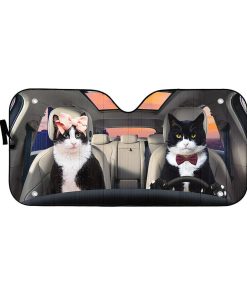 Gearhuman 3D Texudo Couple Cat Auto Car Sunshade GV05032 Auto Sunshade 57''x27.5''