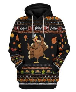 Gearhuman 3D Thanksgiving Turkey Ugly Sweaters Custom Hoodie Apparel GV06108 3D Apparel Hoodie S 