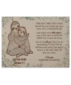 Gearhuman 3D The Day I Met You Sloth Couple Custom Text Canvas GB12018 Canvas 1 Piece Non Frame M
