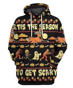Gearhuman 3D The Season To Get Scary Custom Hoodie Apparel GW03095 3D Custom Fleece Hoodies Hoodie S 