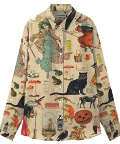 Gearhuman 3D The Witcher Witchcraft Linen Shirt For Woman GV300921 Linen Shirt Linen Shirt S 