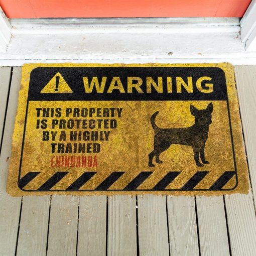 Gearhuman 3D This Property Is Protected By A Highly Trained Chihuahua Doormat ZK0306219 Doormat