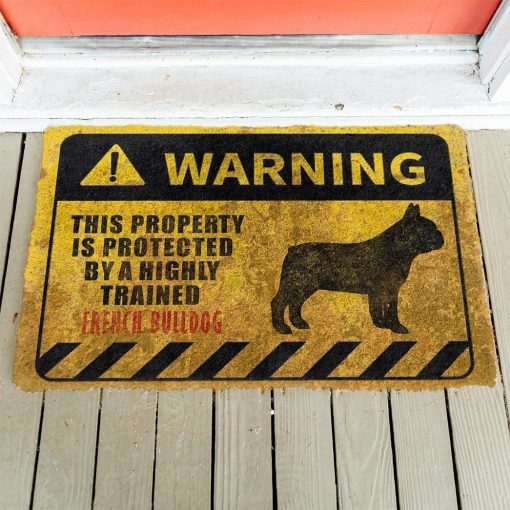 Gearhuman 3D This Property Is Protected By A Highly Trained French Bulldog Doormat ZK0306216 Doormat