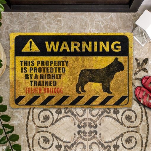 Gearhuman 3D This Property Is Protected By A Highly Trained French Bulldog Doormat ZK0306216 Doormat