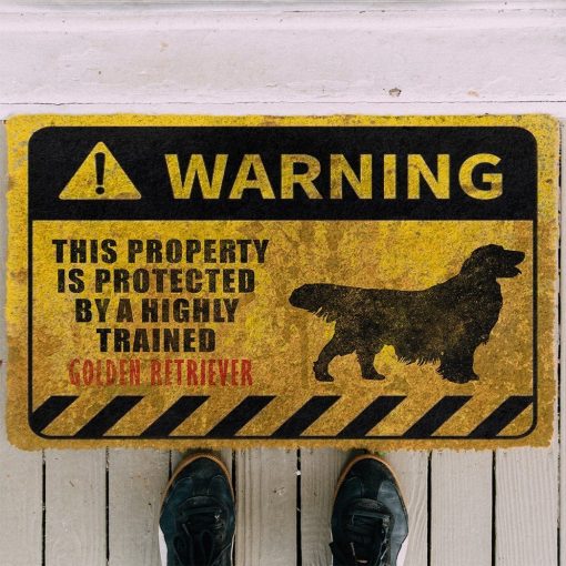 Gearhuman 3D This Property Is Protected By A Highly Trained Golden Retriever Doormat ZK0306218 Doormat