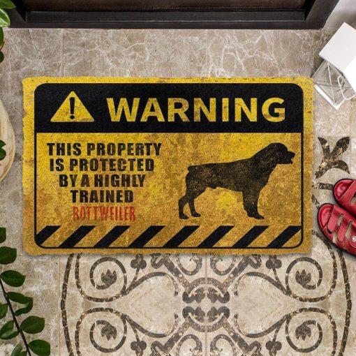 Gearhuman 3D This Property Is Protected By A Highly Trained Rottweiler Doormat ZK0306217 Doormat