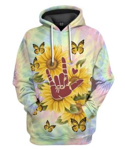 Gearhuman 3D Tie Dye And Sunflower Custom Hoodie Apparel CGC15101 3D Apparel Hoodie S