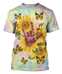 Gearhuman 3D Tie Dye And Sunflower Custom Tshirt Apparel CGC15101 3D T-shirt T-Shirt S