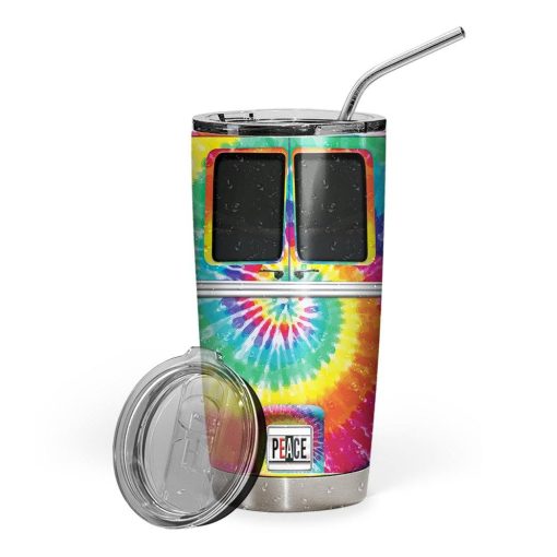 Gearhuman 3D Tie-Dye Hippie Van Custom Design Vacuum Insulated Tumbler GV030914 Tumbler 20oz