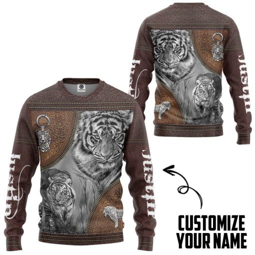 Gearhuman 3D Tiger Leather Custom Name Tshirt Hoodie Apparel GB26017 3D Apparel