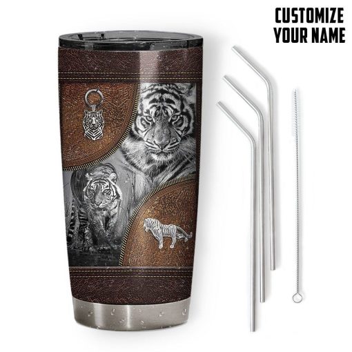 Gearhuman 3D Tiger Leather Custom Name Tumbler GB26014 Tumbler