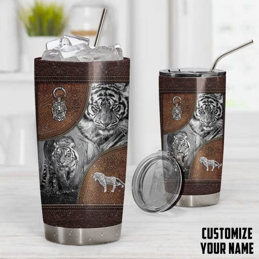 Gearhuman 3D Tiger Leather Custom Name Tumbler GB26014 Tumbler