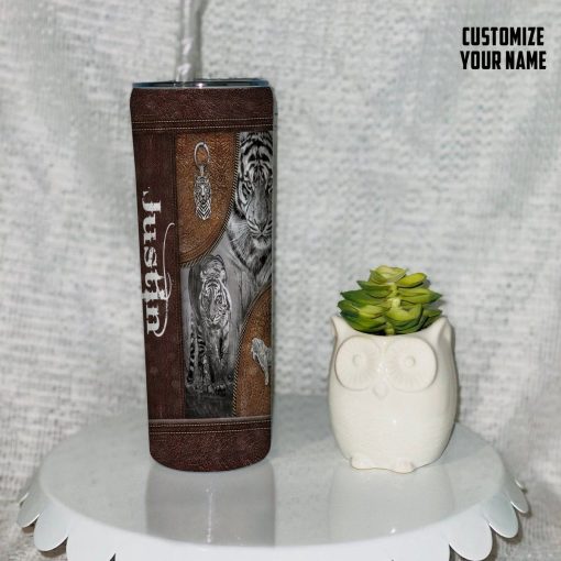 Gearhuman 3D Tiger Leather Custom Name Tumbler GB26014 Tumbler