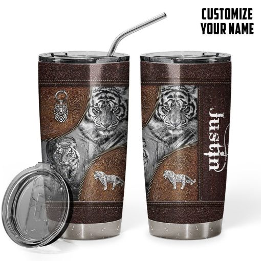 Gearhuman 3D Tiger Leather Custom Name Tumbler GB26014 Tumbler