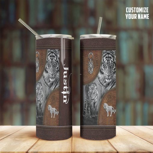 Gearhuman 3D Tiger Leather Custom Name Tumbler GB26014 Tumbler Long 20oz