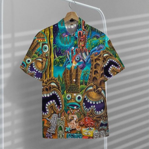 Gearhuman 3D Tiki At Jungle Night Hawaii Shirt ZK1406219 Short Sleeve Shirt