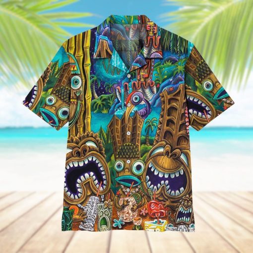 Gearhuman 3D Tiki At Jungle Night Hawaii Shirt ZK1406219 Short Sleeve Shirt