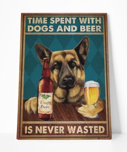 Gearhuman 3D Time Spent With German Shepherd And Beer Custom Canvas GB18023 Canvas 1 Piece Non Frame M