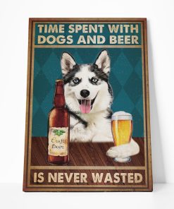 Gearhuman 3D Time Spent With Husky And Beer Custom Canvas GB18024 Canvas 1 Piece Non Frame M