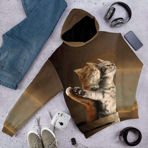 Gearhuman 3D Titanic Cat Custom Hoodie Apparel GN170816 3D Custom Fleece Hoodies