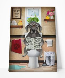 GearHuman 3D Toilet Seat Reading Newspaper PitBull Dog Canvas GR190131 Canvas 1 Piece Non Frame M