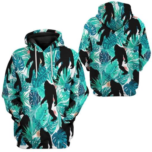Gearhuman 3D Tropical Bigfoot Custom Hoodie Apparel GV180812 3D Custom Fleece Hoodies