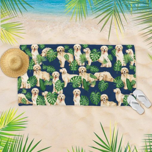 Gearhuman 3D Tropical Golden Retrievers Beach Towel ZK1905215 Towel