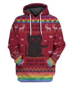 Gearhuman 3D Ugly Christmas I Am Small And Sensitive But Also Fight Me Custom Hoodie Apparel GN1011201 3D Apparel Hoodie S 