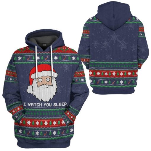 Gearhumans 3D Ugly Santa Watchs You Sleep Custom Hoodie Apparel 7 Gearhuman 3D Ugly Santa Watchs You Sleep Custom Hoodie Apparel GN170812 3D Custom Fleece Hoodies