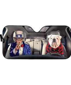 Gearhuman 3D Uncle Sam And Bulldog Custom Car Auto Sunshade GV010913 Auto Sunshade 57''x27.5''
