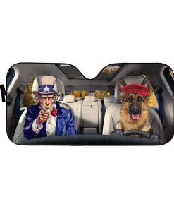Gearhuman 3D Uncle Sam And German Shepherds Custom Car Auto Sunshade GV010917 Auto Sunshade 57''x27.5''
