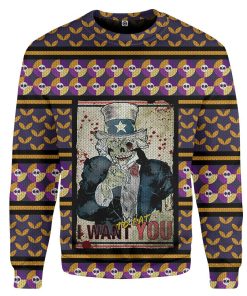 Gearhuman 3D Uncle Sam Halloween I Want Your Brains Ugly Sweater Custom Sweatshirt Apparel GV01099 Sweatshirt Sweatshirt S 