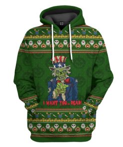 Gearhuman 3D Uncle Sam Zombie Ugly Sweater Halloween Custom Hoodie Apparel GV01096 3D Custom Fleece Hoodies Hoodie S 