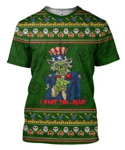 Gearhuman 3D Uncle Sam Zombie Ugly Sweater Halloween Custom Tshirt Apparel GV01096 3D T-shirt T-Shirt S 