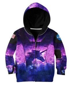 Gearhuman 3D Unicorn Nasa Custom Kid Hoodie Apparel GL17063 Kid 3D Apparel Kid Hoodie 2XS 