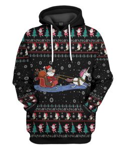 Gearhuman 3D Unicorn Santa Ugly Christmas Sweater Custom Hoodie Apparel GV07107 3D Apparel Hoodie S 