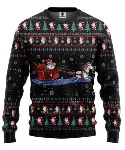Gearhuman 3D Unicorn Santa Ugly Christmas Sweater Custom Sweatshirt Apparel GV07107 Sweatshirt Sweatshirt S 
