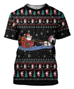 Gearhuman 3D Unicorn Santa Ugly Christmas Sweater Custom Tshirt Apparel GV07107 3D T-shirt T-Shirt S 