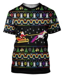 Gearhuman 3D Unicorn Xmas Ugly Christmas Sweater Custom Tshirt Apparel GV07106 3D T-shirt T-Shirt S 