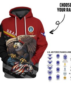Gearhuman 3D United States Air Force Veteran Red Custom Rank Tshirt Hoodie Apparel GVC261022 3D Apparel Hoodie S 