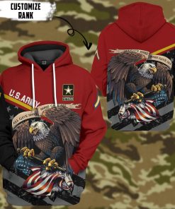 Gearhuman 3D United States Army Veteran Red Custom Rank Tshirt Hoodie Apparel GVC261023 3D Apparel 